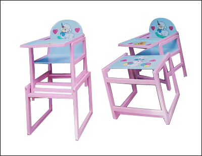 low level wooden feeding chair