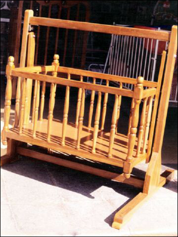 wooden baby rocker cradle